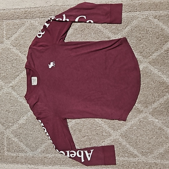 Abercrombie & Fitch Logo Long-sleeve Woman's Shirt | Burgundy - Picture 2 of 9